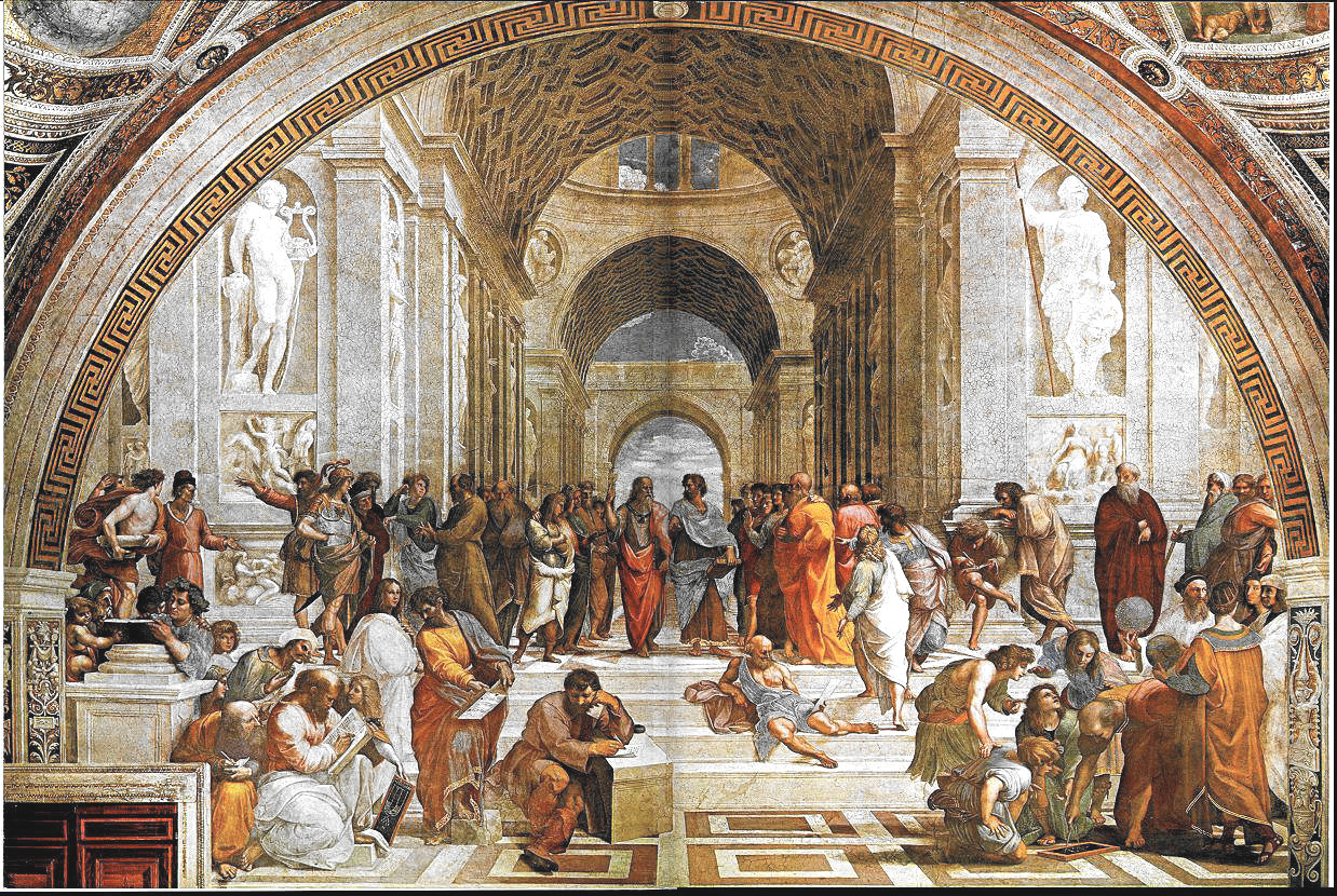 People making and discussing lists. Scuola di Atene - Raffaello Sanzio da Urbino